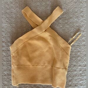 Abercrombie & Fitch Beige Ribbed Knit Top